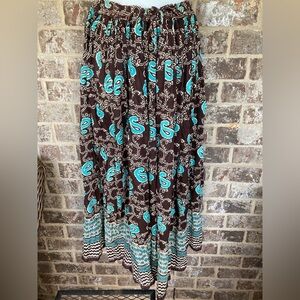 MILLENIUM FLORAL Brown/teal  Size S Skirt Ties at Waist